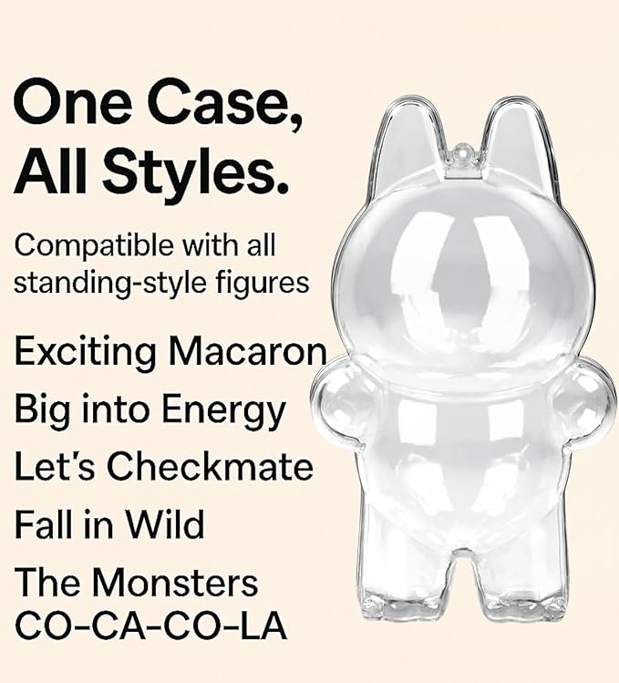 Protective Case Compatible with Standing - Clear Collector Storage Box with Silicone Strap,Dustproof Scratch-Resistant for Standing (Figure Not Included)