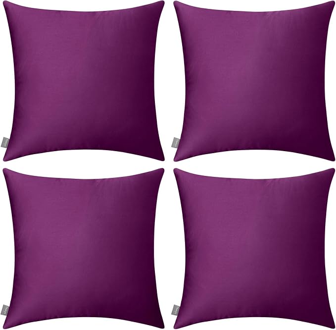4-Pack 100% Cotton Comfortable Solid Decorative Throw Pillow Case,Thmyo Square Cushion Cover Pillowcase Sublimation Blank Pillow Covers DIY Throw Pillowcase(20x20 inch/ 50x50cm,Dark Reddish Purple)