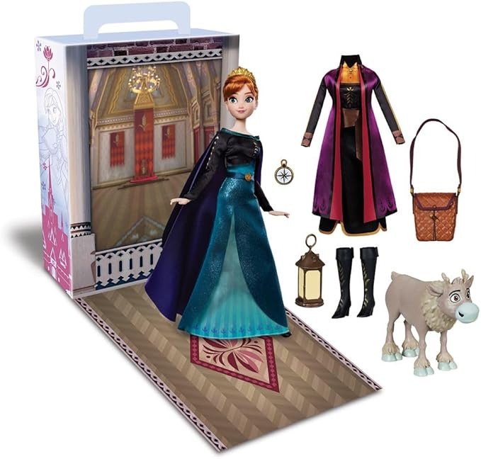 Disney Store Girl's Princess Story Doll (Anna from Frozen) 11 Inches, Includes Coloring Book and Additional Dress, Princess Doll in Classic Outfit, Princess Toys