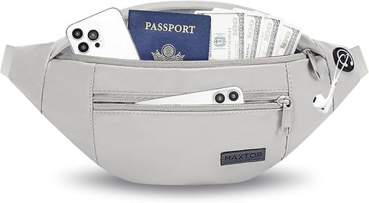 MAXTOP Large Crossbody Fanny Pack with 4-Zipper Pockets,Gifts for Enjoy Sports Festival Workout Traveling Running Casual Hands-Free Wallets Waist Pack Phone Bag Carrying All Phones