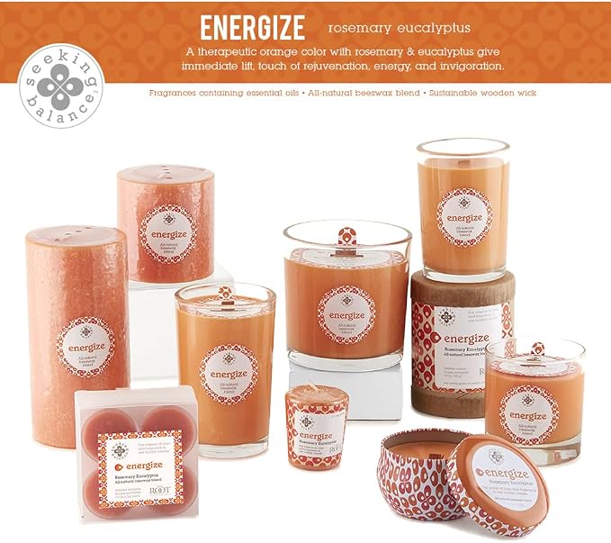 Root Candles Seeking Balance Wood Wick Spa Candle Aromatherapy Candles, 8-Ounce, Energize: Rosemary Eucalyptus