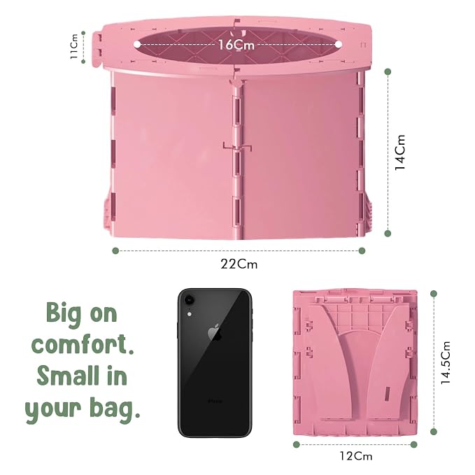 Teo - Portable Toddler Travel Potty – Foldable, Lightweight, Leak-Proof Toilet for Kids with Travel Bag & Disposable Liners – Compact Potty Chair for Home & On-the-Go Use (Berry Pink)