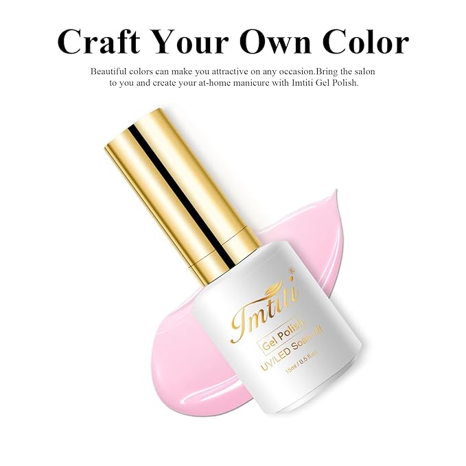 IMTITI Jelly Gel Nail Polish, 0.5 Fl Oz Pink Jelly Gel Polish DIY Nail Art Starter Kit