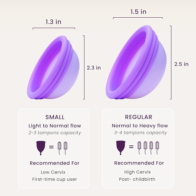 Ecoblossom Menstrual Disc - Set of 2 Reusable Period Discs - Premium Design with Soft, Flexible, Medical-Grade Silicone + 1 Storage Bag (1 Small + 1 Large)