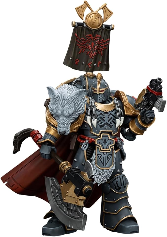 JOYTOY1/18 Warhammer 40,000 Action Figure Space WolvesLegion Praetor with Power Axe and Combat Shield Collection Model Birthday Gift