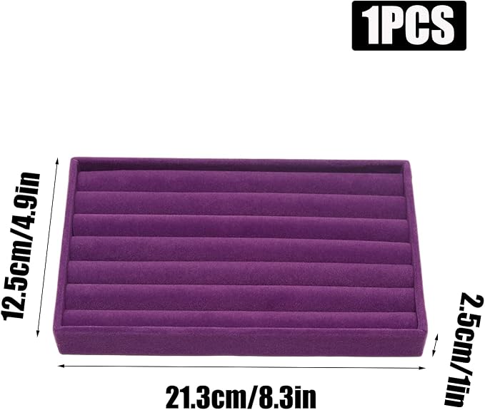 Velvet Jewelry Trays for Drawers, Purple Stackable, 8 Rolls | Stackable Jewelry Drawer Organizer Inserts, Ring Earring Necklace Bracelet Holder Organizer Storage Display Tray