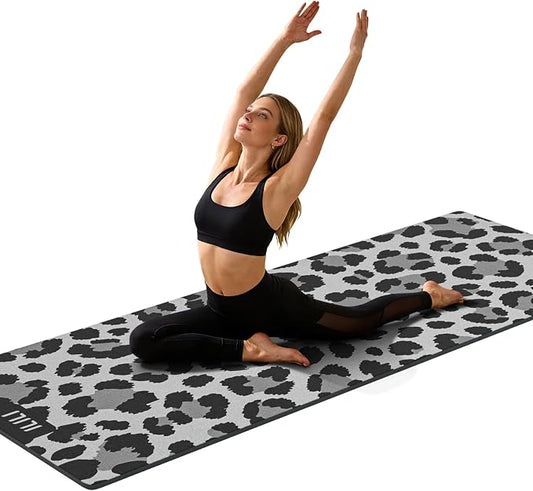 ILILI Yoga Mat Leopard Print Yoga Mat 8mm, Suede & TPE Thick Exercise Mat, Workout Mat for Women Men, 72''x25'' Fitness Mat with Strap for Home Gym, Yoga, Pilates, Stretching