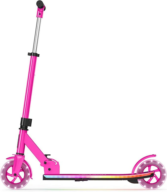 Jetson Jupiter Kids 2-Wheel Light-Up Kick Scooter, LED Lights on Handlebar, Stem, Wheels & Deck, Adjustable Handlebar, Rear Brake, Easy-Folding Mechanism, Ages 5+