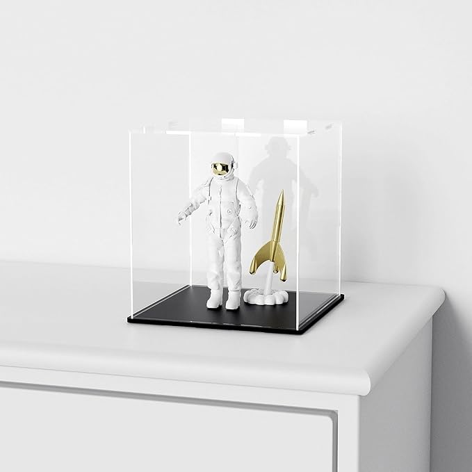 Acrylic Display Case for Collecibles, Clear Square Acrylic Box for Figures Statues Toys and Trophy, 6" L x 6" W x 6" H