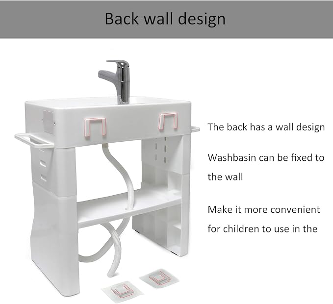 HongK- Early Training Learning Plastic Wash Basin For Child Kids Baby Toddler Simulation Towel Shelf Wash Hand Care [P/N: ET-BABY007-WHITE]