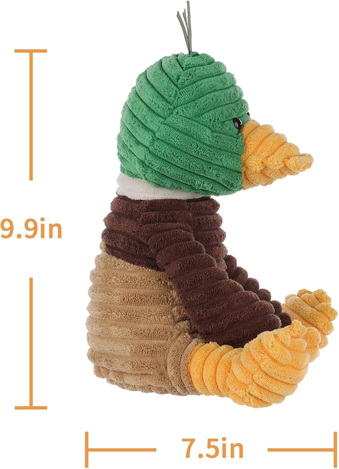 Apricot Lamb Corduroy Mallard Duck Plush Stuffed Animals for Kids, Soft Cute Plush Toys for Baby Girl and Boy, Fluffy Corduroy Mallard Green 9.9 Inches