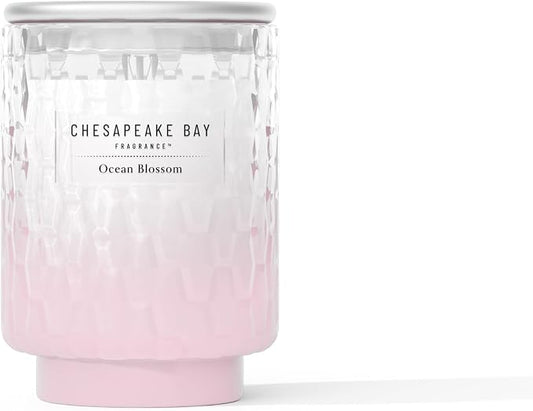 Chesapeake Bay, 8oz Ocean Blossom Scented Candle, Mood Evoking Fragrance, Textured Sea Glass-Inspired Jar, Premium Soy Blend Wax with Essential Oils, Coastal Fragrance for Home Décor or Gifting