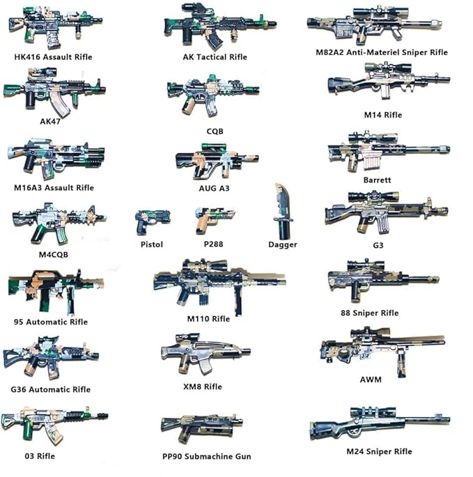 200+ Pcs Military Weapon Pack Accessories Kits Toys, Swat Team Building Block Toys, Military Soldier Style Weapon Sets, Army Equipment Gear Sets, Accessories Compatible with Major Mini figure