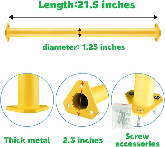 21.5 Inch Metal Monkey Bars Ladder Rungs Set for Backyards Playground and Children Indoor and Outdoor Climbing Kit, Set of 15 (Yellow)