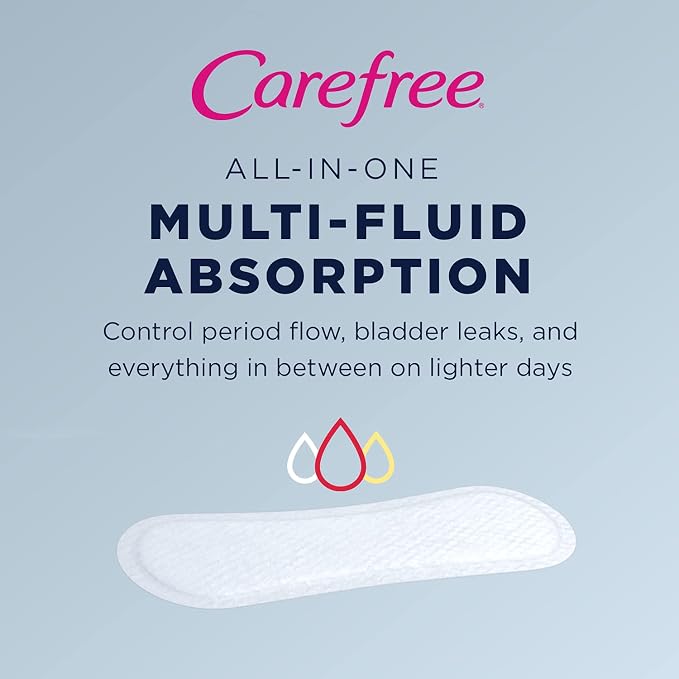 Carefree Panty Liners for Women, Regular, Wrapped, Unscented, 54ct (Pack of 2)