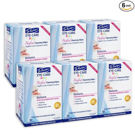 Dr. Fischer Baby Eye Wipes for Newborns & Toddlers - Sterile Eyelid Cleansing Wipes for Clogged Tear Ducts, Stye & Pink Eye - Tear Free, Hypoallergenic, Rinse Free - Pediatrician Recommended