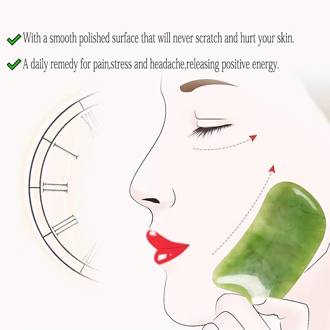 7 Pack Gua Sha Scraping Massage Facial Tools Kit, ResinGuasha Scraper Board Health Care Beauty Scrape Plate with Flax Bag for Face Body Leg Back Care Physical Acupuncture Deep Tissue Therapy (Green)