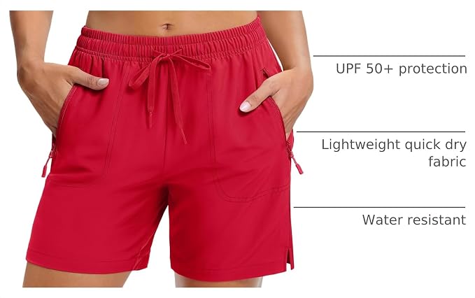 MAGCOMSEN Women's 5" Hiking Shorts UPF 50+ Quick Dry Lightweight Athletic Running Golf Summer Casual Shorts with Pockets