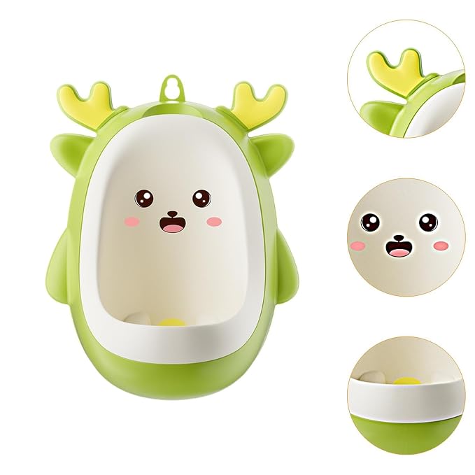 Milageto Dinosaur Potty Trainer Urinal Standing Potty, Cartoon Portable Urinals Toilet Training Hanging Pee Trainer for Child Toddlers, Green