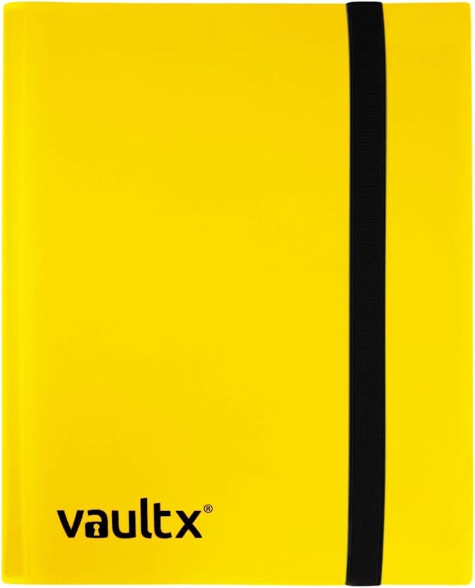Vault X 4 Pocket Standard Strap Binder, Holds 160 Trading Cards in 20 Side-Loading Pages (Yellow)