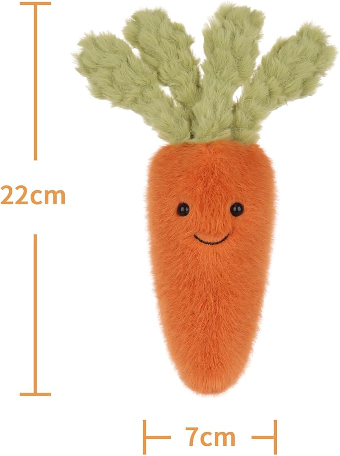 Apricot Lamb Toys Plush Food Plushies Green and Orange Naive Carrot Stuffed Vegetable Soft Cuddly Perfect for Kids 8.7 Inches