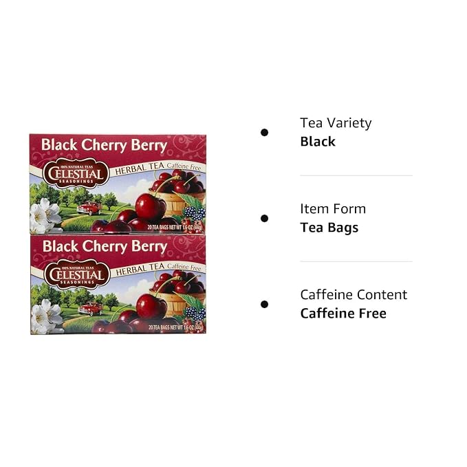 Celestial Seasonings Black Cherry Berry Tea Bags, 20 Count (Pack of 2)