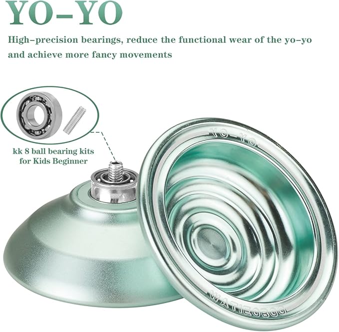 WATIEOBOO yoyo Professional Trick Yoyo for Beginners & Adults - Unresponsive Yoyo with U Type KK Bearing yo-yo + yoyos Glove (Light Blue)