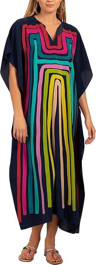 Venasha Womens Caftan Floral Print Kaftan Dress Short Sleeve Swimsuit Cover up Loungewear for Summer