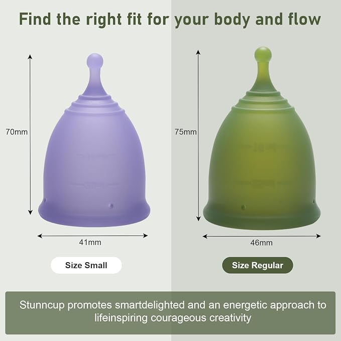 Soft Menstrual Cup - Medical Grade Silicone Reusable Period Cup - BPA Free Comfortable Flexible Menstrual Cup Heavy Flow (Green, Regular) (Regular (Pack of 1), Green)