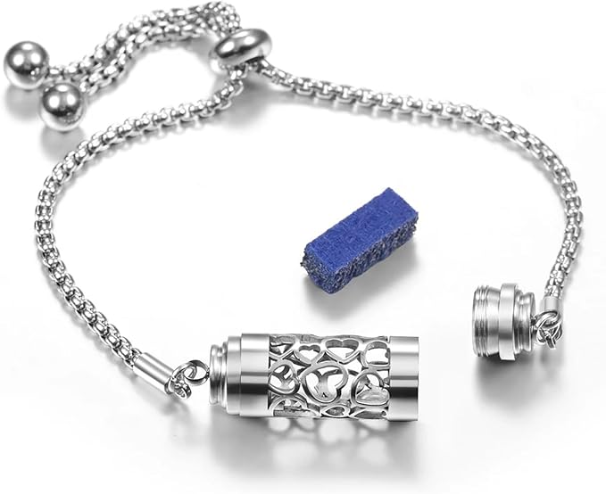 Essential Oil Bracelet,Essential Oil Diffuser Bracelet Stainless Steel Aromatherapy Locket Adjustable Diffuser Bracelet Unisex (Stretch-F)