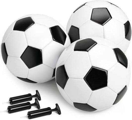 Soccer Ball Size 2 Size 3 Size 4 Size 5 with Pump Deflated - Single, 2 or 3 Pack Official Size & Weight Training Ball - Operation Christmas Child Shoebox - Gift for Toddler Kids Boys Girls Youth Adult