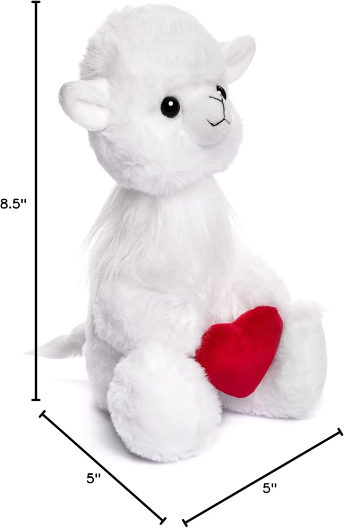 Valentine's Day Stuffed Animal - Llama Stuffed Animal, Llama Plush, 8.5 Inches Tall, Valentines Heart Plushies