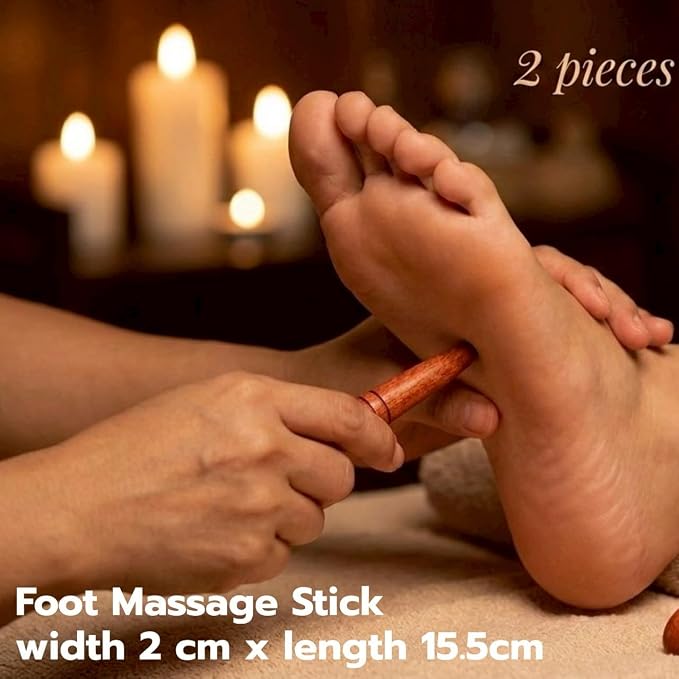 Lungcha 5 Types, 6 Piece Set - Traditional Thai Massage Reflexology Stick Tool with The Usage Guide and Tools Bag. (Set of 5 Types Full Body Massage)