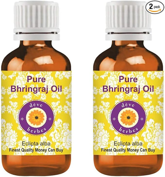 Deve Herbes Bhringraj Oil (Eclipta alba) | Infused | Pure | Natural | Undiluted | for Diluting Essential Oils | for Skin & Massage | Non-Sticky | Lightweight | Men & Women | 30ml X 2 (2 oz)