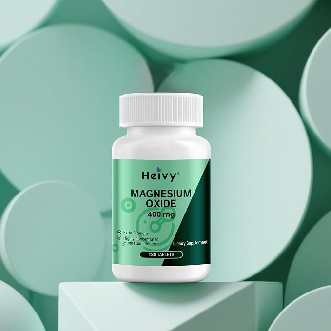 Heivy Magnesium Oxide 400mg, Magnesium Supplement for Muscle Recovery & Relaxation, Vegan, Made in USA, 240 Tablets