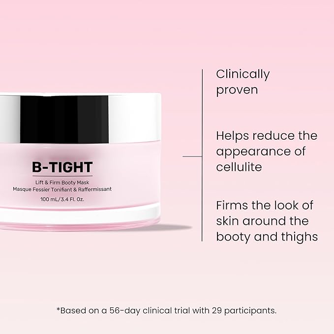 MAËLYS B-TIGHT Lift & Firm Booty Mask - Skin Tightening & Firming Cream for Booty & Thighs - Cellulite Cream with Caffeine & Brazilian Peppertree - Butt Mask for Smooth-Looking Skin (3.4 Fl Oz)