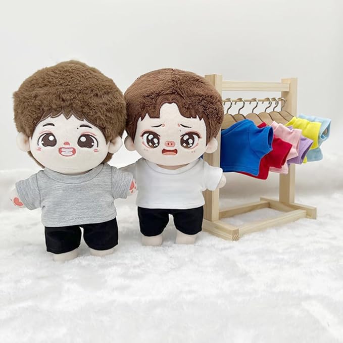 niannyyhouse 10cm 15cm 20cm Plush Doll Clothes T-Shirt Multi-Color Bottoming Shirts Stuffed Toy Dress Up (a3, 20cm)