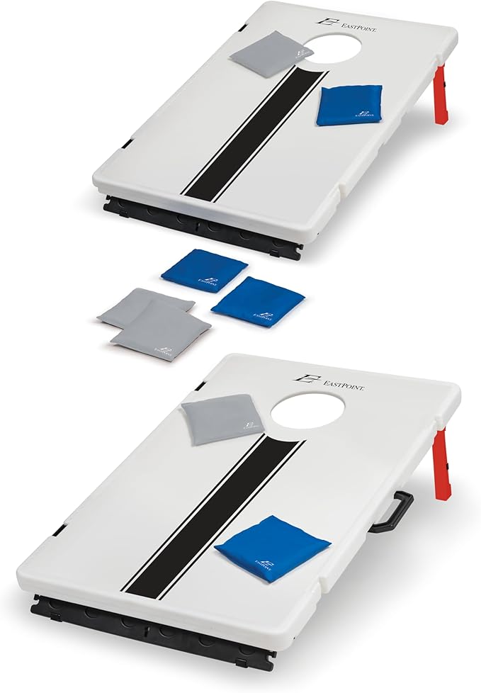 EastPoint All-Weather Cornhole Board Set - 33.2in x 21.6in, 8 Bags - Weather-Resistant for Outdoor Games - Slide Scorers for Bean Bag Toss Game - Portable Lightweight for Tailgate & Camping Fun