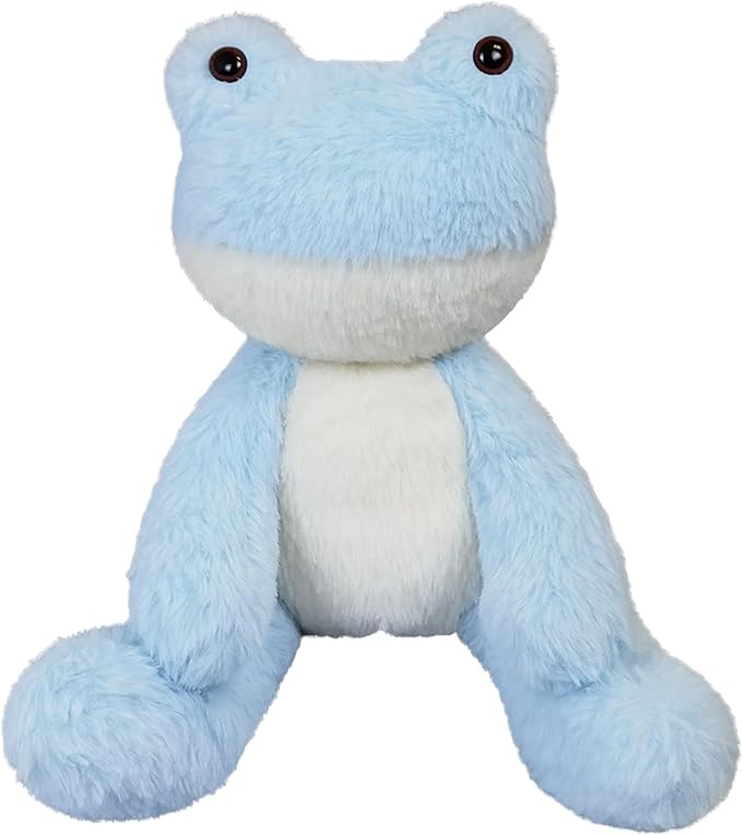 Light Blue Frog Plush Stuffed Animal, Cute Furry Frog Toy, Soft Cuddly Plushie Hugger Toy for Boys Girls, Gifts for Kids or Girlfriend, 8.5 Inches