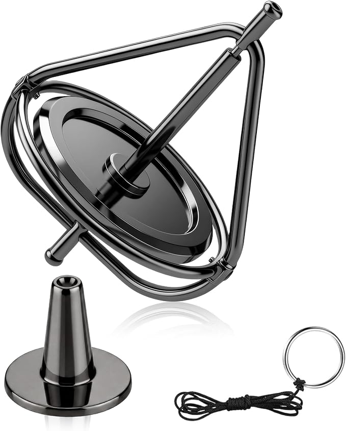 Gyroscope, Long-Lasting Spin,Anti-Gravity Spinner Toys,Physics Toys,Precision Gyroscope,Metal Anti-Gravity Spinning Top Balance Toy,Educational Gift, Premium Fidget Toy. (Black, Large Size)