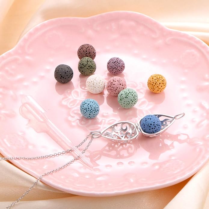 DAOCHONG S925 Sterling Silver Aromatherapy Essential Oil Diffuser Necklace Love Heart Locket Perfume Pendant Necklace Jewelry 18+2" Adjustable Chain
