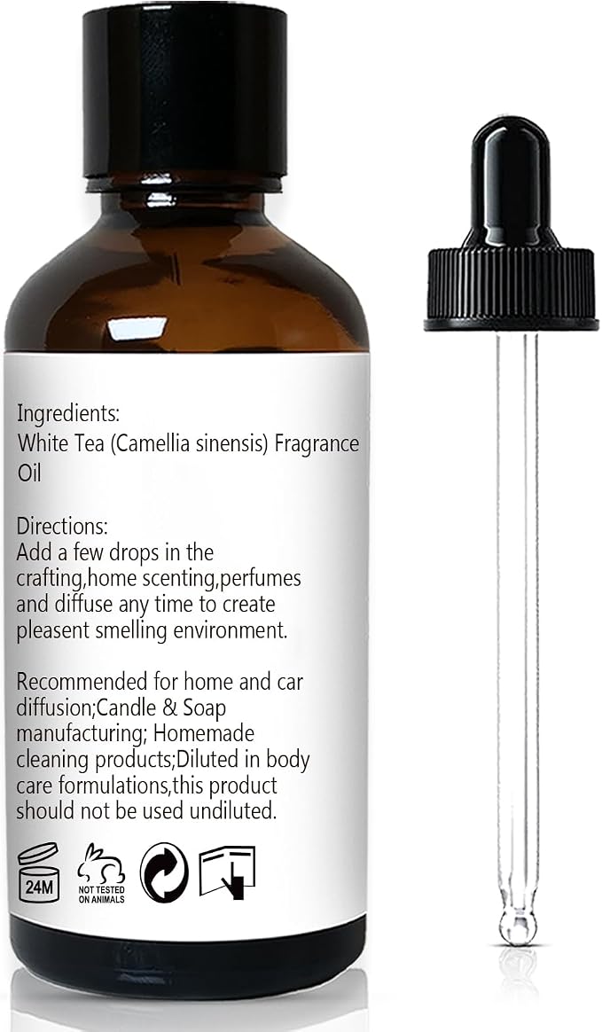 GM Gumili White Tea Fragrance Oil, Perfume Oil, Home Scent Oils for Soaps, Candle Making, Dryer Balls, Diffusers, Laundry, Slime -1 oz /30ml