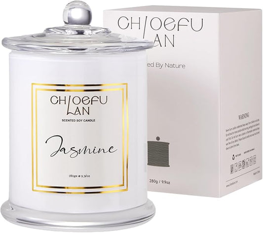 Jasmine Candle, Mothers Day Gifts Candles for Women, Scented Candles for Home Decor, Luxury White Natural Soy Candle, Wedding, Bachelorette & Bridal Shower Gift for Bride, 70 Hours 10 oz