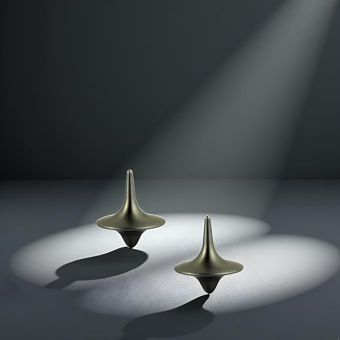 2Pcs Silver Accurate Spinning Top,Forever Spin,Portable Precision Metal Spinner Top Premium Exquisite Perfect Balance Desktop Gyro Toys Vintage Totem Zinc Alloy Toy Desk Little Fidget Toy and Games