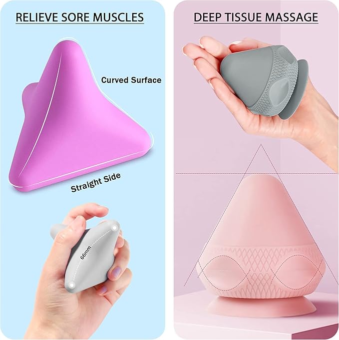 Manual Massage Ball Set, 2 PCS Deep Tissue Trigger Point Massage Myofascial Release Balls, Silicone Physical Therapy Balls, Massage Therapy Tools for Deep Muscles, Sore Muscles, Muscle Knots (Pink)