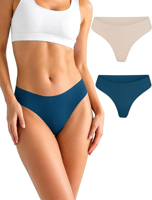 Thongs Seamless Underwear for Women No Show Thong Panty Liners Breathable Sexy Stretch Buttery Soft G-String Panties