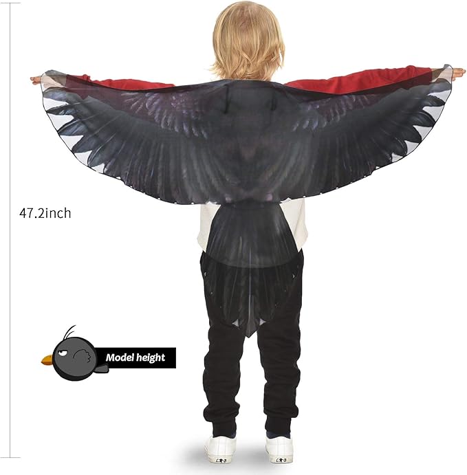 Bird-Costume-Parrot-Wings for Kids with Bird Headbands, Boys Girls Eagle Dress-up Cape Halloween Party Favors Gifts