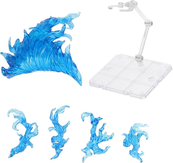 iplusmile Action Figure Stand, Assembly Action Figure Display Holder Base Doll Model Support Stand, Figure Display Fire Effects Compatible with HG RG SD SHF 1/144, Blue