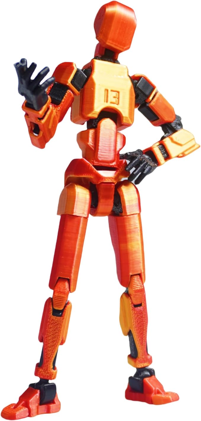 Dummy13 Action Figure Set | Pre-Assembled 3D Printed Titan and Robo Figures | Highly Articulated Robot Toys with Interchangeable Accessories | Perfect for Collectors and Hobbyists (red Gold)
