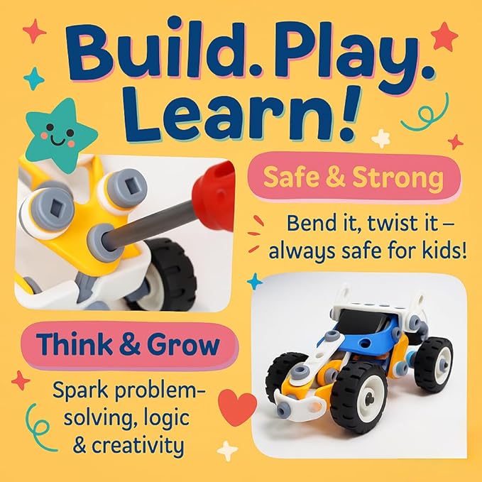 10-in-1 STEM Toys for 5 6 7 8+ Year Old Boys Girls, Electric Building Toys Erector Set for Kids, Motorized Educational Toys Building Kit
